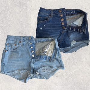 BOGO - 2 Pairs of Women’s Denim Cut-Off Shorts - Size 24 Waist